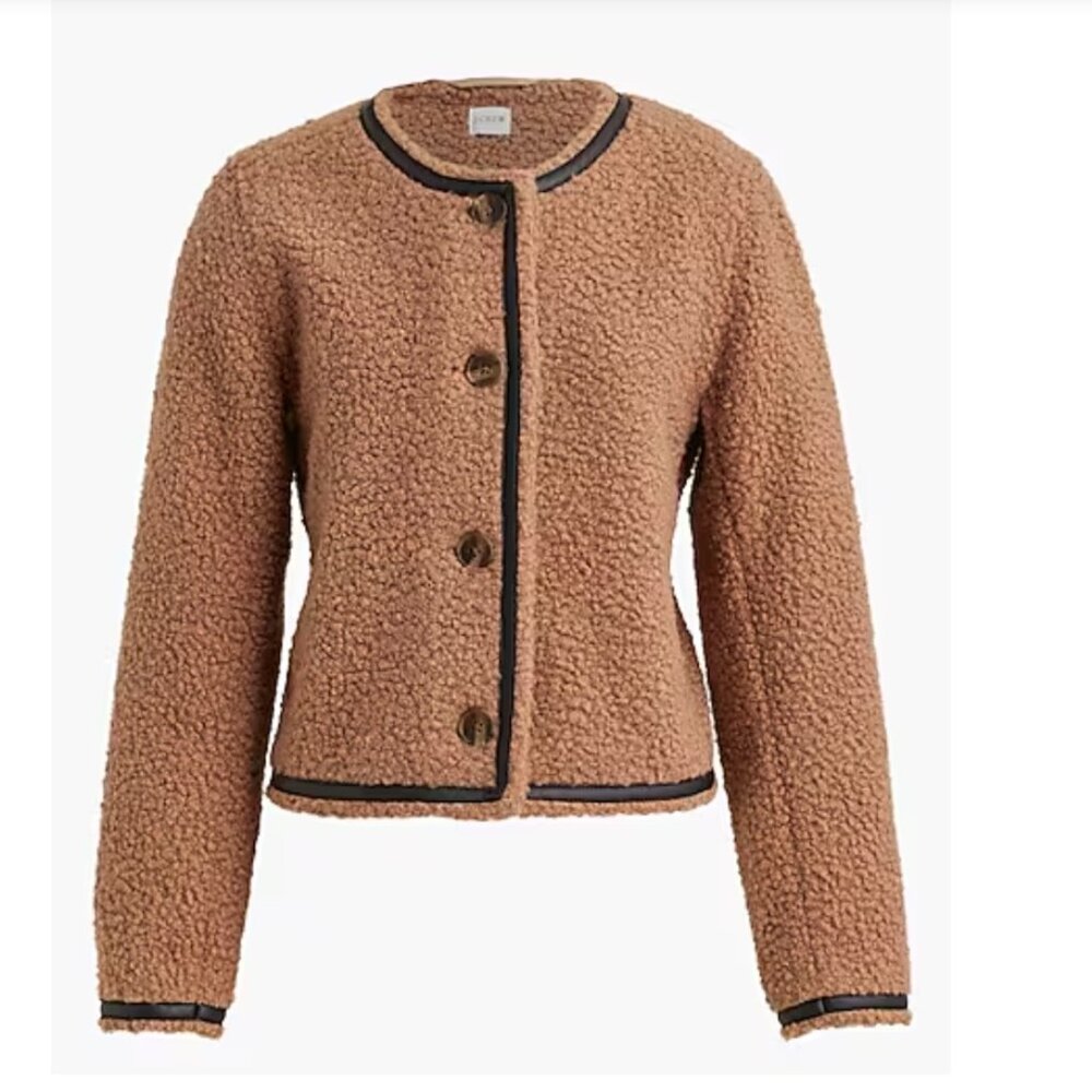 J.Crew Sherpa Lady Jacket - Toasted Brown w/ black leather accents